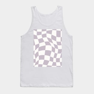 Retro Funky Checkered Pattern Violet Purple Warped Check Board Tank Top